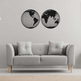 Binary World Map Black Metal Decor