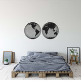 Binary World Map Black Metal Decor