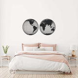 Binary World Map Black Metal Decor