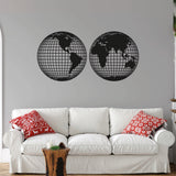 Binary World Map Black Metal Decor