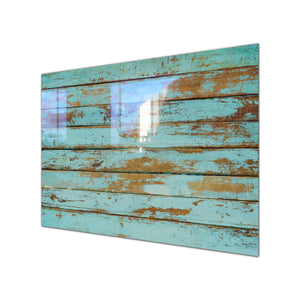 Blue Wood Tempered Glass Wall Art