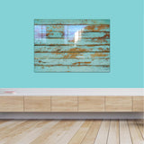 Blue Wood Tempered Glass Wall Art