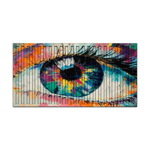 Colorful Eye Serrated Wood Art