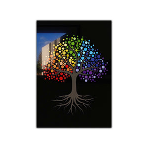 Colorful Life Tree Tempered Glass Wall Art