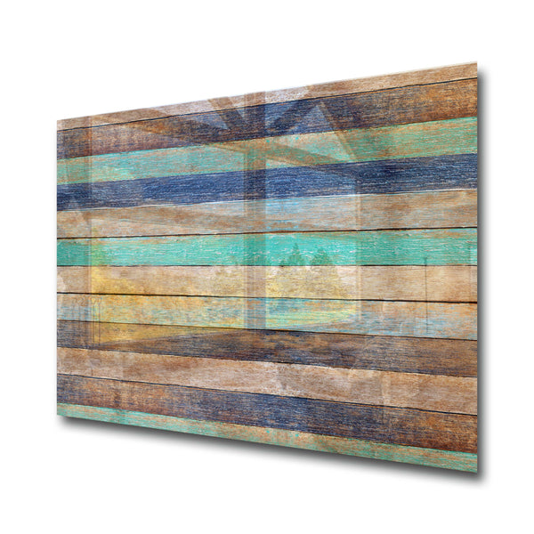 Colorful Wood Tempered Glass Wall Art