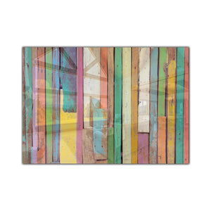 Colorful Wood 2 Tempered Glass Wall Art