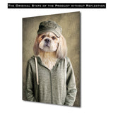 Dog in Hat Tempered Glass Wall Art