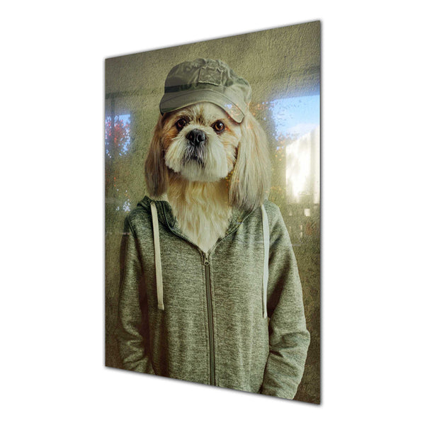 Dog in Hat Tempered Glass Wall Art