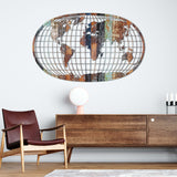 Elliptical World Map Color Wood Art