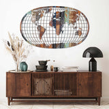 Elliptical World Map Color Wood Art