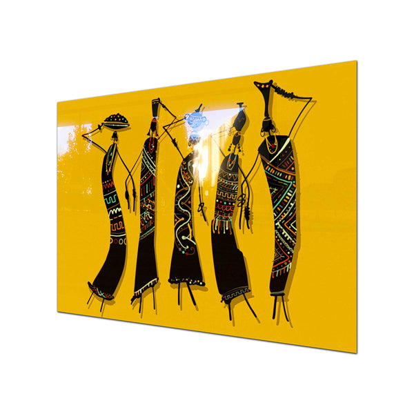 Ethnic Africans Tempered Glass Wall Art