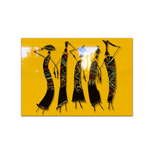 Ethnic Africans Tempered Glass Wall Art