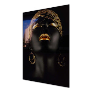 Golden Woman Tempered Glass Wall Art