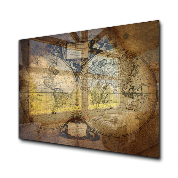 Mappemonde Tempered Glass Wall Art