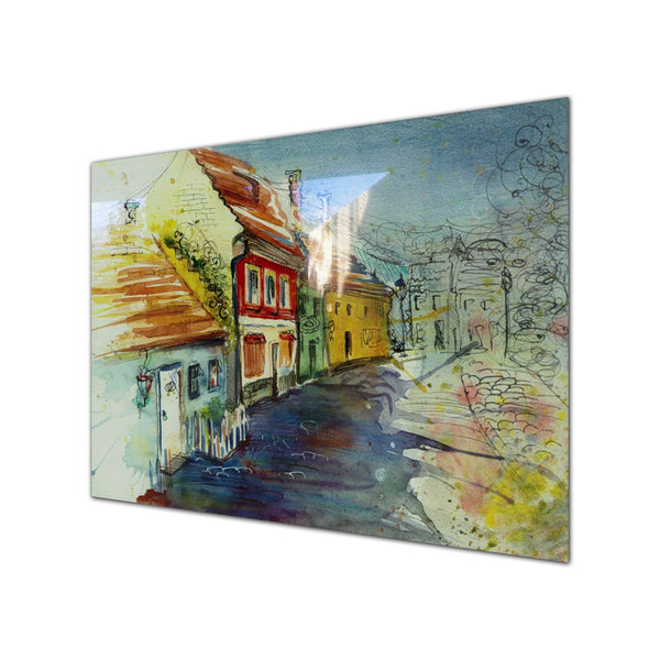 Our Village Tempered Glass Wall Art