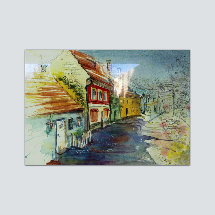 Our Village Tempered Glass Wall Art