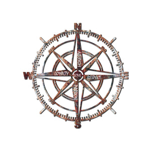 Rusty Compass Color Wood Art