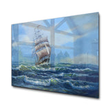 Ship Tempered Glass Wall Art