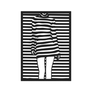 Striped Woman Black Metal Decor