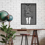 Striped Woman Black Metal Decor