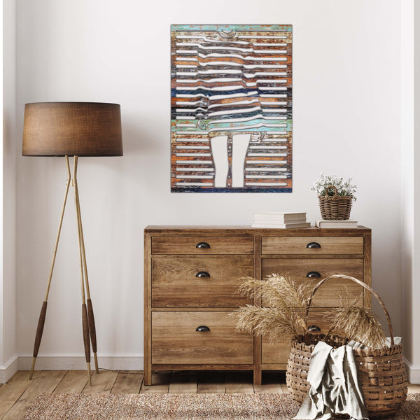 Striped Woman M1 Color Wood Art