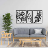 Three Leafs Black Metal Decor