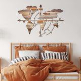 Timbered World Map Color Metal