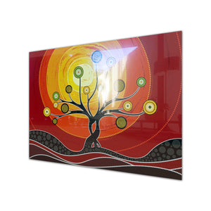 Tree Of Life Red Tempered Glass Wall Art