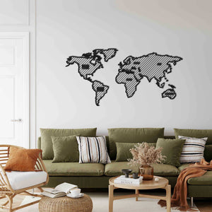 Veno World Map Black Metal Decor