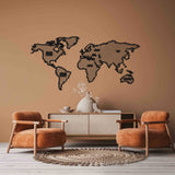 Veno World Map Black Metal Decor