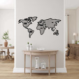 Veno World Map Black Metal Decor