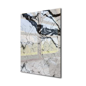 White Marble Tempered Glass Wall Art