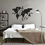 World Map Black Metal Decor