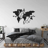 World Map Black Metal Decor