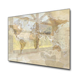 World Map Light Color Tempered Glass Wall Art