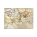 World Map Light Color Tempered Glass Wall Art