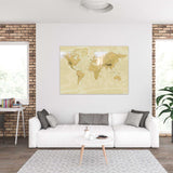 World Map Light Color Tempered Glass Wall Art